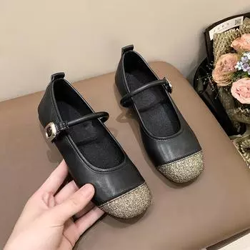 Модные темпераментные серебристые туфли с юбкой на одной педали и плоской подошве, женские новые летние туфли 2024 года во французском стиле Мэри Джейн 35 серебряный