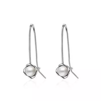 Модные темпераментные ушные крючки с инкрустацией жемчугом, ювелирные изделия из стерлингового серебра 925 пробы, женские гипоаллергенные цветочные подарочные висячие серьги E261