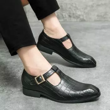 Модные тенденции 2024 года. Новые брендовые мужские кожаные сандалии Baotou, весна-лето-осень, лоферы, туфли на плоской подошве, черные деловые лоферы для вечеринок 38 чёрный