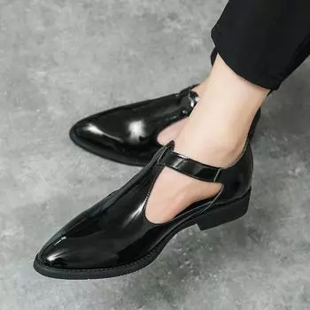 Модные тенденции моды Летние мужские удобные полые офисные туфли Мягкие прохладные легкие дышащие универсальные классические повседневные кожаные туфли 38 чёрный