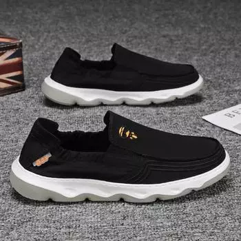 Модные тенденции моды Мужская парусиновая обувь Люксовый бренд Легкие мужские мокасины Дышащая мужская повседневная обувь Обувь для вождения Zapatillas Hombre 39 чёрный
