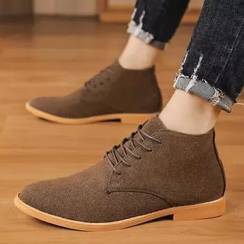 Модные тенденции мужские осенне-весенние ботинки зимние высокие кожаные ботинки в стиле ретро мужские зимние повседневные ботинки для ходьбы 38 чёрный