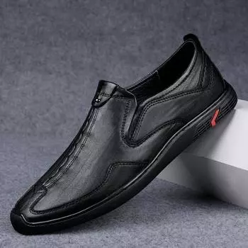 Модные тенденции мужской моды Кожаные мокасины Туфли мужские черные Официальные вечерние Деловые переговоры Социальные Офисные удобные туфли с круглым носком 37 чёрный