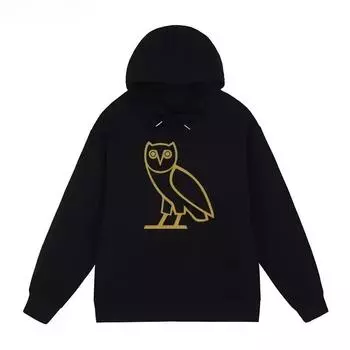 Модные тенденции Y2K мужские и женские толстовки с капюшоном Drake Duck Album Egg Rap Hip Hop Simple Owl Pattern Hoodies Sportswear S чёрный