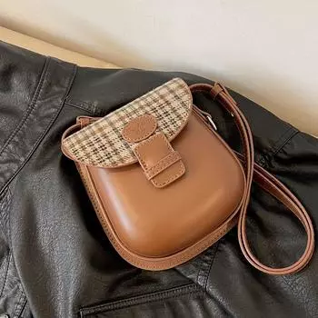 Модные тенденции Женская маленькая сумка-седло Новая зимняя контрастная дизайнерская сумка на одно плечо Сумки через плечо Кошелек