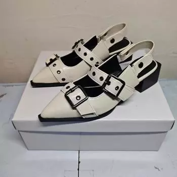 Модные тенденции женские сандалии модные туфли готический панк элегантный средний каблук блочный каблук дизайнерская обувь новый рок повседневный острый нос 35 бежевый