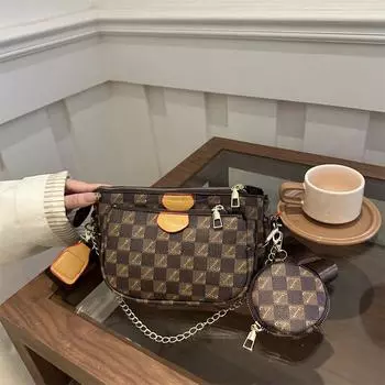 Модные тенденции женские сумки осенние и зимние сумки-мессенджеры нишевый дизайн иностранный стиль портативный комплект из трех предметов маленькая квадратная сумка Tide коричневый