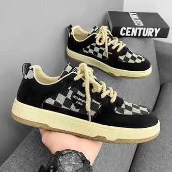 Модные теннисные мужские туфли мужские ретро шахматные студенческие туфли модные универсальные повседневные кроссовки мужские вулканизированные туфли Zapatillas De Hombre 39 хаки