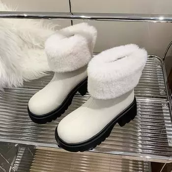 Модные теплые бархатные зимние сапоги большого размера для женщин, модные повседневные туфли на платформе из хлопка, женские дизайнерские осенне-зимние ботильоны для женщин 35
