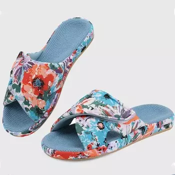 Модные теплые домашние тапочки из вафельного хлопка для женщин с открытым носком, нескользящие домашние тапочки, тапочки на плоской подошве на все времена года с поддержкой свода стопы 35