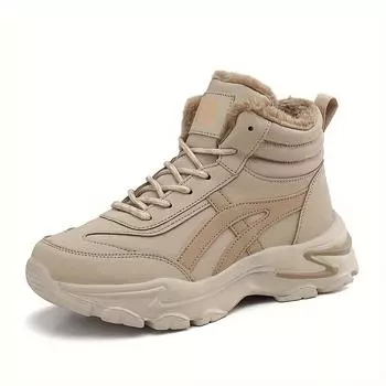 Модные теплые меховые зимние ботинки с плюшевой подкладкой, амортизирующие, износостойкие, нескользящие, зимние кроссовки для активного отдыха 35 чёрный