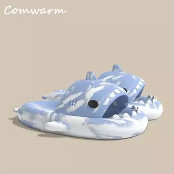 модные теплые милые тапочки Shark для женщин и мужчин, новые модные домашние тапочки на толстой подошве, пляжные сандалии Shark, нескользящие тапочки для ванной 36-37(22.5-23cm)