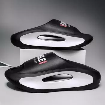 модные теплые новые тапочки-кроссовки для женщин и мужчин, летние модные толстые шлепанцы, мягкие полые спортивные сандалии унисекс из ЭВА, пляжная обувь 36-37(22.5-23cm)