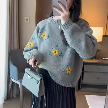 Модные теплые осенне-зимние пуловеры женские свитера толстые свитера для улицы с длинным рукавом мягкие One Size бежевый