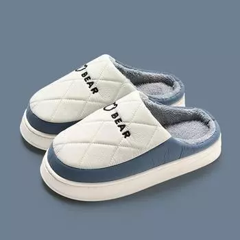 Модные теплые плюшевые домашние тапочки для женщин, нескользящие, милые, с изображением медведя, пушистые, водонепроницаемые, пушистые, хлопковые туфли 36-37 белый