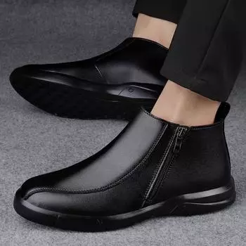 Модные теплые плюшевые меховые зимние ботинки для мужчин, роскошные брендовые мужские туфли без застежек, удобные ботинки «Челси», высококачественные зимние ботинки на платформе 38