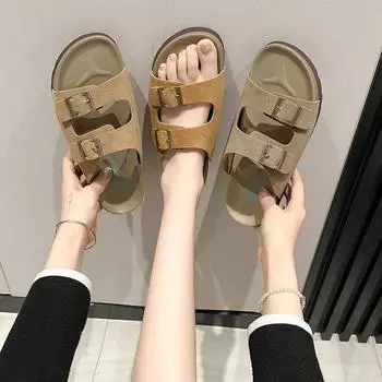 Модные теплые сабо с пробковой стелькой для женщин и мужчин Модные кожаные мюли Comfort Potato Shoes с поддержкой свода стопы для дома и улицы на плоской подошве 35 бежевый