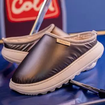 Модные теплые женские тапочки, домашние женские тапочки, плюшевые меховые зимние тапочки на платформе 4 см, унисекс, женские и мужские, водонепроницаемые 35-36 серебряный