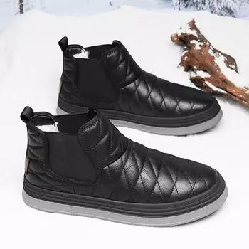 Модные теплые зимние ботинки из кожи и бархата в стиле ретро для мужчин, зимние мужские дизайнерские ботинки из хлопка с мягкой подошвой, легкие повседневные мужские ботильоны 38