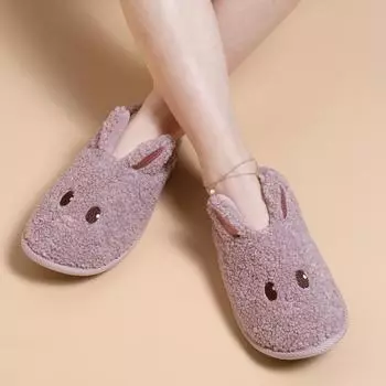 модные теплые зимние домашние женские меховые тапочки с мягкой подошвой из пеноматериала с эффектом памяти, милые мультяшные лисы для спальни, женские пушистые тапочки для пар, плюшевая обувь 33-34(8.2-8.4 inch) розовый