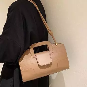 Модные текстурные сумки для женщин, новые однотонные ретро-сумки через плечо для женщин, сумки через плечо для работы и поездок на работу (20cm<Max Length<30cm)