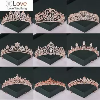 Модные тиары и короны цвета розового золота с жемчугом и кристаллами, диадемы принцессы, распродажа, королевские свадебные аксессуары для волос, головной убор