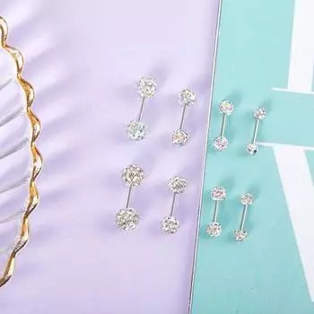 Модные титановые стальные унисекс женские мужские круглые шарообразные серьги-гвоздики с кристаллами и цирконами модные блестящие украшения для пирсинга хряща 4mm