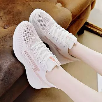 модные тканые дышащие и удобные женские спортивные повседневные кроссовки модные и популярные женские повседневные кроссовки 35 чёрный