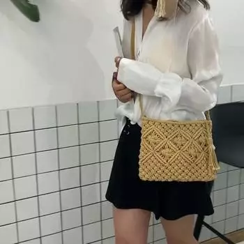 Модные тканые сумки на плечо, соломенные летние женские тканые сумки через плечо, пляжная дорожная сумка, женская сумка, женские сумки-мессенджеры Bolsa 25*2*20cm белый
