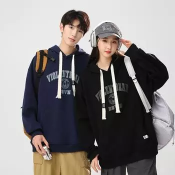 Модные толстовки с капюшоном для мужчин и женщин на весну и осень, американские свободные топы для пар, пуловеры с буквами, модные толстовки для мальчиков M