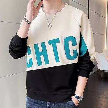 Модные толстовки с круглым вырезом и принтом в виде букв, мужская одежда 2024 года, осень-зима, новые свободные повседневные топы, корейские толстовки S