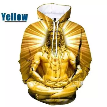 Модные толстовки с принтом Shiva 3D, весна-осень, уличные, с длинным рукавом, мужские, женские, повседневные, уличные, свободные, свитера S