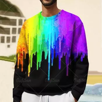 Модные толстовки с радужным принтом для мужчин, футболки с длинным рукавом, свободная весенняя одежда, толстовки для мальчиков, уличные мужские толстовки S