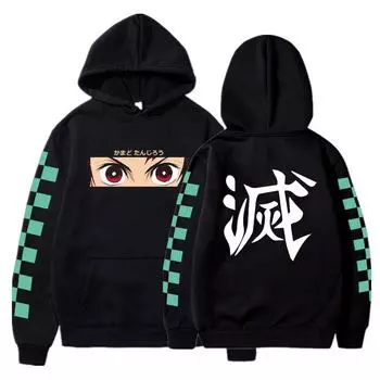 Модные толстовки в стиле Харадзюку в стиле аниме «Убийца демонов» с длинными рукавами, манга, мультфильм Агацума Зеницу Камадо Незуко Камадо Танджиро, толстовки XS чёрный