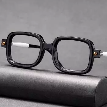 Модные толстые солнцезащитные очки с защитой от синего света для мужчин и женщин в ретро-стиле с небольшой квадратной оправой, яркие черные, сверхлегкие компьютерные очки чёрный