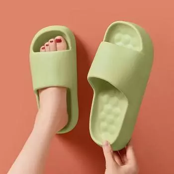 Модные толстые тапочки для ванной на платформе из ЭВА для женщин 2024 года, новые мягкие тапочки с подушкой для женщин, летние противоскользящие пляжные шлепанцы для женщин 36-37 бежевый