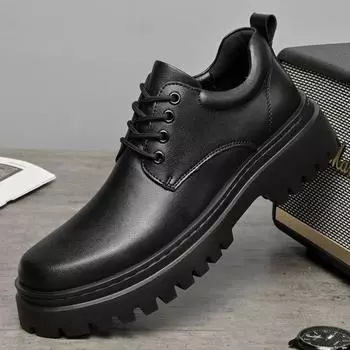 Модные толстые туфли для мужчин, повседневные кожаные туфли, деловая обувь на шнуровке, оксфорды, кроссовки 38