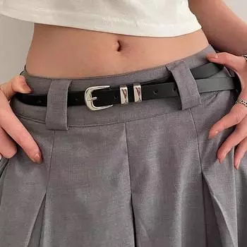 Модные тонкие ремни для женщин, минималистичные однотонные универсальные ремни, красивые ремни с металлической пряжкой серебристого цвета чёрный