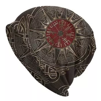 Модные тонкие шапки викингов Vegvisir Compass OrnaUnisext крутой капот высокого качества Skullies шапки шапки One Size