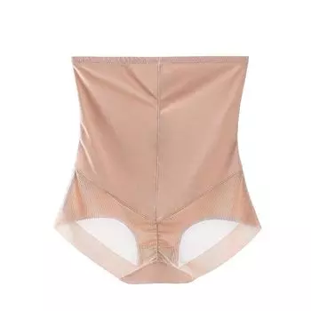 модные тонкие шелковые трусики из сетчатого материала, дышащие, с высокой талией, утягивающее белье, утягивающее белье, утягивающее белье, женское нижнее белье для девочек L бежевый