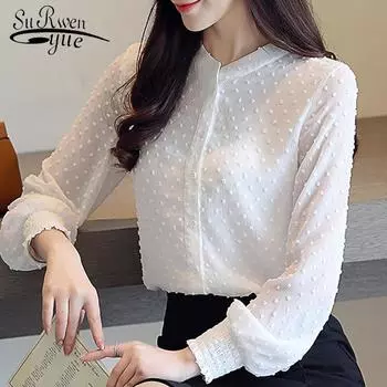 Женская деловая блуза SURWENYUE с длинными рукавами S белый