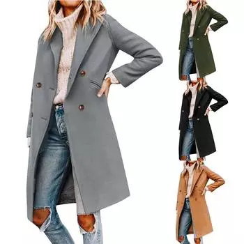 Модные тренчи для женщин, длинные тренчи, тонкие классические однотонные пальто L чёрный