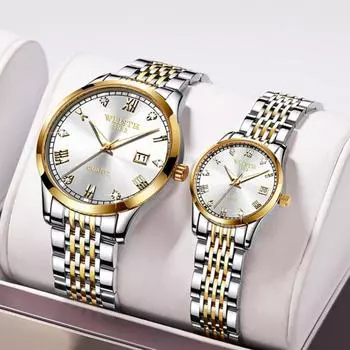 Модные трендовые часы для пар Водонепроницаемые часы Часы со стальным ремешком Светящиеся модные мужские часы