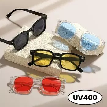 Модные трендовые Ins популярные солнцезащитные очки для женщин и мужчин в квадратной оправе, летние уличные очки, унисекс, классические винтажные солнцезащитные очки UV400 AS PICTURE