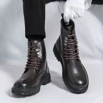 Модные трендовые мужские ботинки, черные кроссовки, модные высокие оптовые панк-обувь для мужчин, повседневные кожаные уличные ботинки для мужчин 38