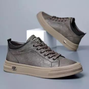 Модные трендовые мужские кроссовки повседневные кожаные мужские туфли легкие скейтбордические туфли на шнуровке для ходьбы на плоской подошве мужские вулканизированные туфли 38