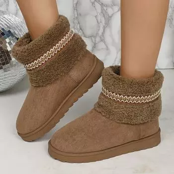 Модные трендовые полосатые плюшевые зимние сапоги женские зимние сапоги из искусственной замши на плоской подошве женские износостойкие туфли с хлопковой подкладкой 36 чёрный