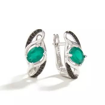 Модные трендовые серьги с зеленым агатом и натуральным драгоценным камнем, черный циркон для женщин, ювелирные изделия из стерлингового серебра 925 пробы M зелёный