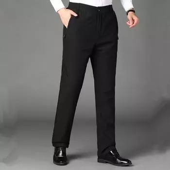 Модные Трендовые Высококачественные Толстые Брюки для Осени Зимы Холодостойкие Теплые Дышащие Износостойкие Повседневные Брюки M чёрный