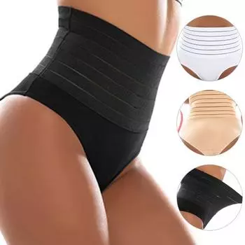 Модные трусики с эластичной попкой и высокой талией M чёрный